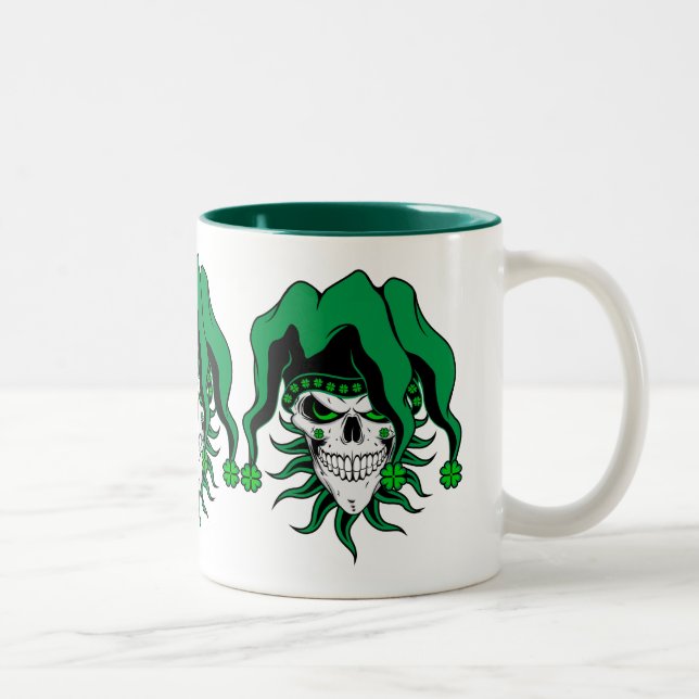Irish Jester Skull Two-Tone Coffee Mug (Right)
