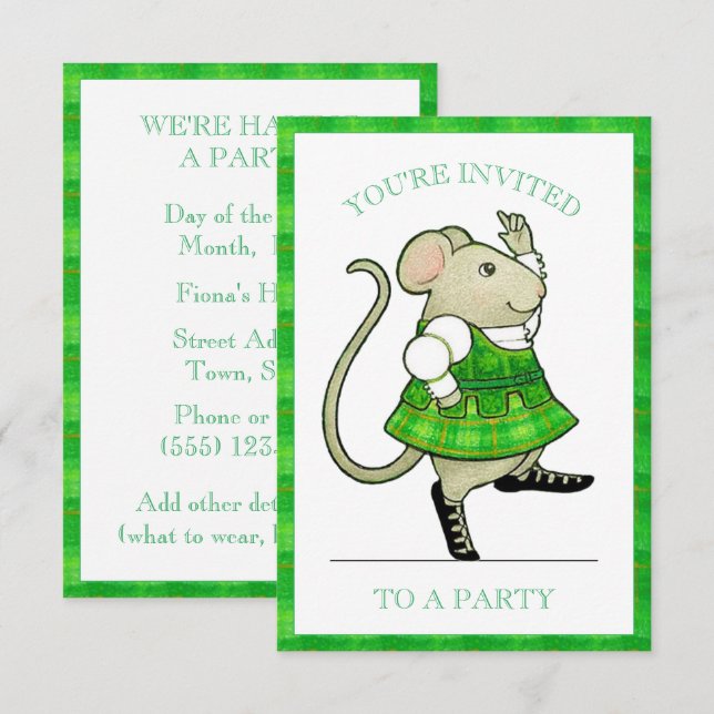IRISH JIG MOUSE 3.5x5 Party Invitation (Front/Back)