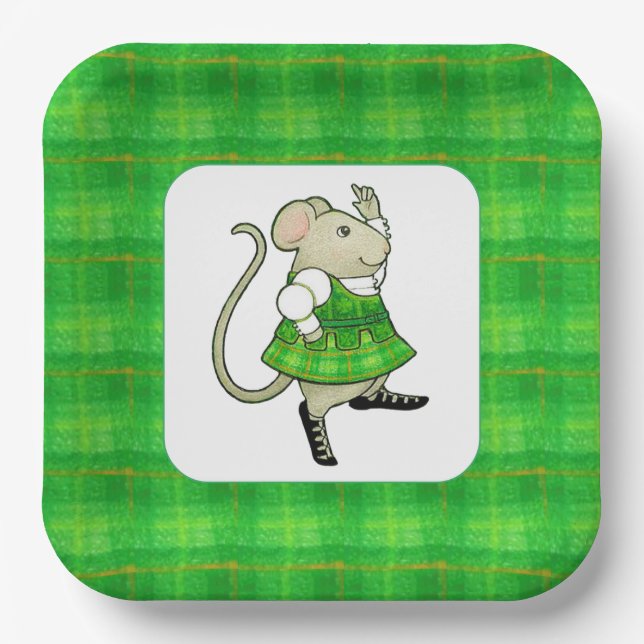 IRISH JIG MOUSE 9" Square Paper Plates (Front)