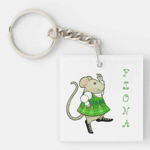 IRISH JIG MOUSE Square Acrylic Keychain + Text