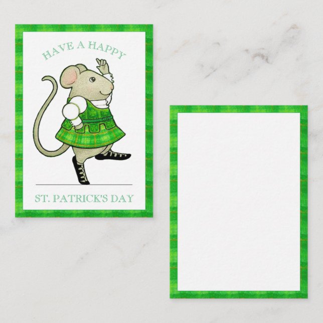 IRISH JIG MOUSE St. Patrick's 3.5x2.5 Flat Card (Front/Back)