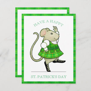 IRISH JIG MOUSE St. Patrick's 4.25x5.5 Flat Card