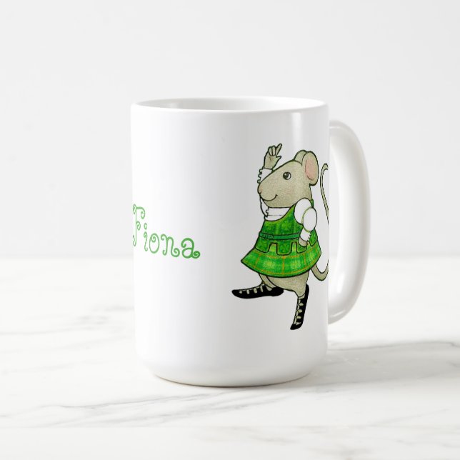 IRISH JIG MOUSE Tall White Mug + Text (Front Right)