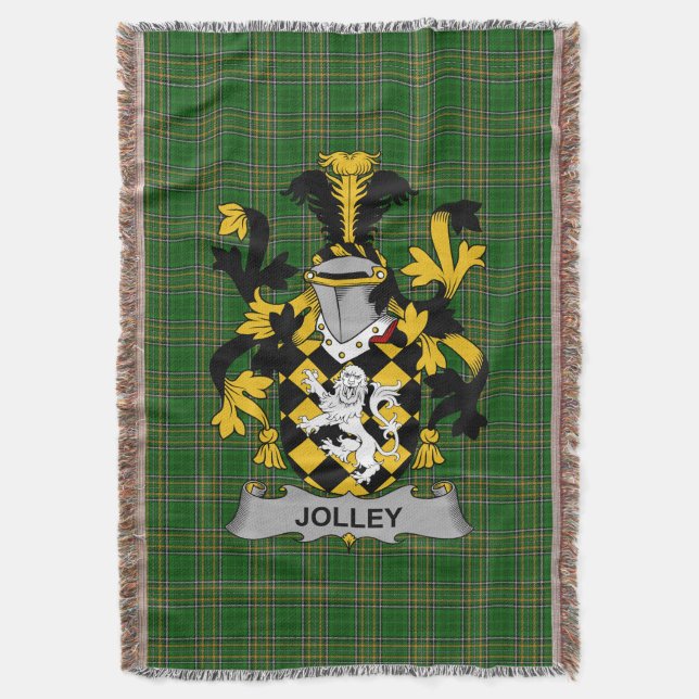  Irish Jolley or Jolly Coat of Arms Family Crest I Throw Blanket (Front Vertical)