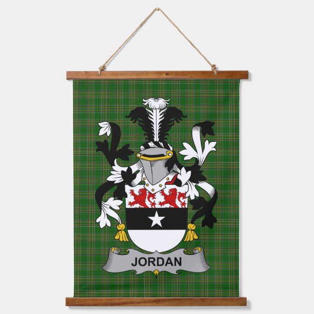 Irish Jordan Coat of Arms Family Crest Hanging Tapestry (Front)