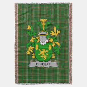 Irish Keefe or O_Keefe Coat of Arms Family Crest Throw Blanket