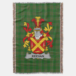 Irish Keevan or O_Kevane Coat of Arms Family Cres Throw Blanket