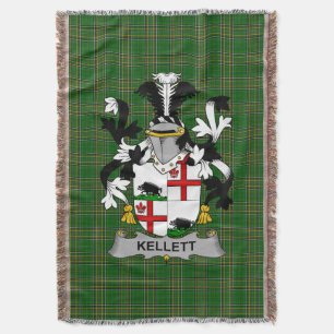 Irish Kellett Coat of Arms Family Crest Ireland Throw Blanket