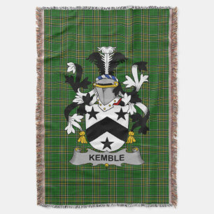 Irish Kemble Coat of Arms Family Crest Ireland Throw Blanket