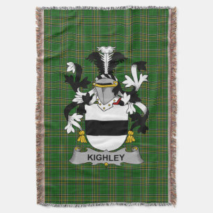 Irish Kighley Coat of Arms Family Crest Ireland Throw Blanket