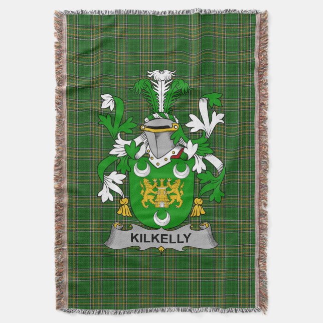  Irish Kilkelly or Killikelly Coat of Arms Family  Throw Blanket (Front Vertical)