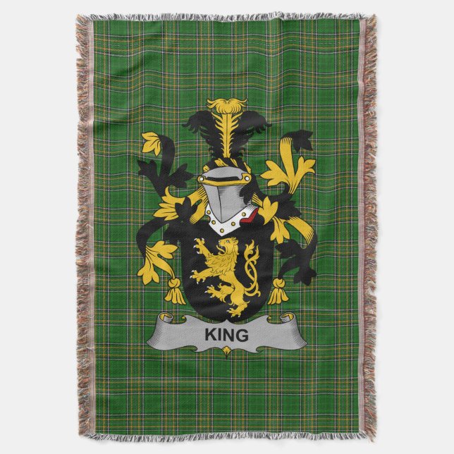  Irish King Coat of Arms Family Crest Ireland Throw Blanket (Front Vertical)