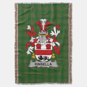 Irish Kinsella or Kinsellagh Coat of Arms Family Throw Blanket