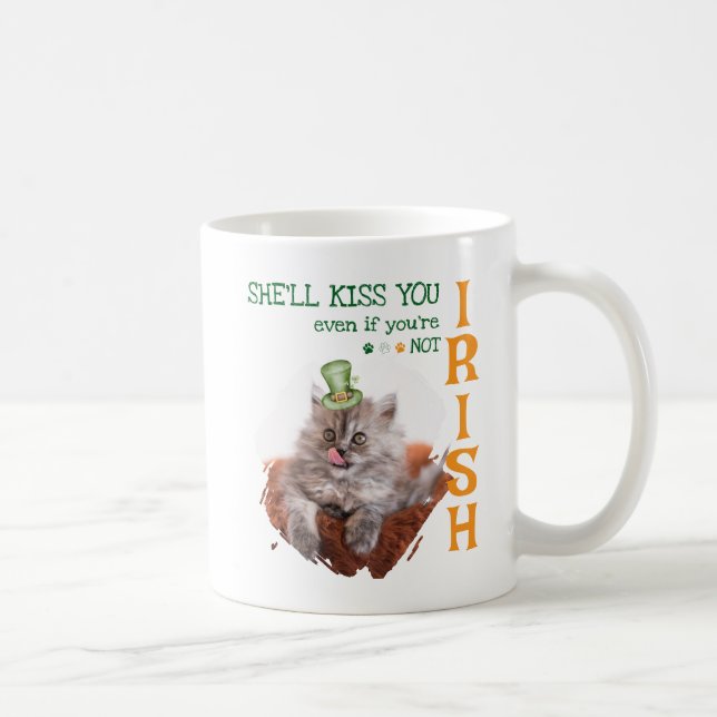 Irish Kiss Cat Coffee Mug (Right)