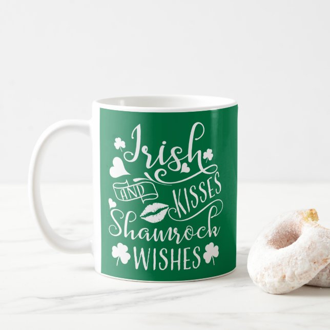 Irish Kisses and Shamrock Wishes Coffee Mug (With Donut)