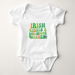 Irish Kisses & Horseshoe Wishes St Patrick's Day  Baby Bodysuit