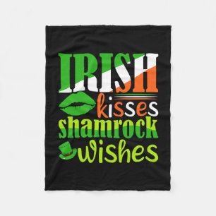 Irish Kisses Shamrock Wishes Fleece Blanket