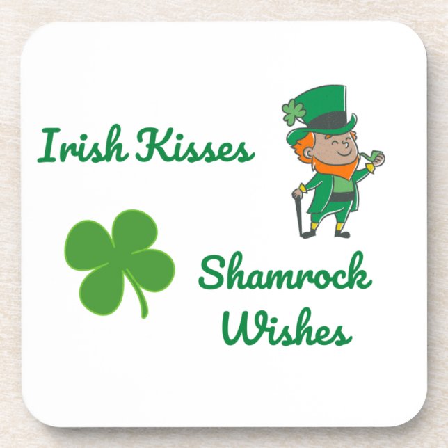 Irish Kisses, Shamrock Wishes on a  Coaster (Front)