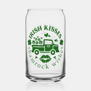 Irish kisses truck with clovers St. Patricks Day Can Glass