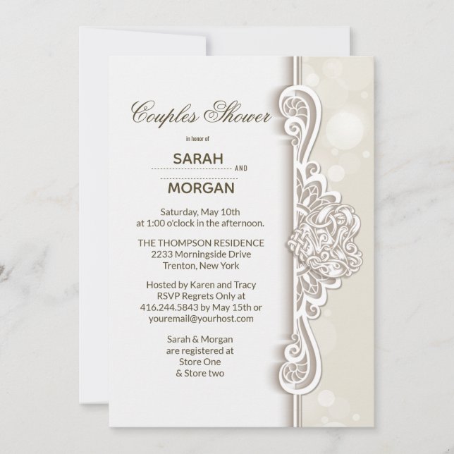 Irish Lace Couples Wedding Shower Invitation (Front)