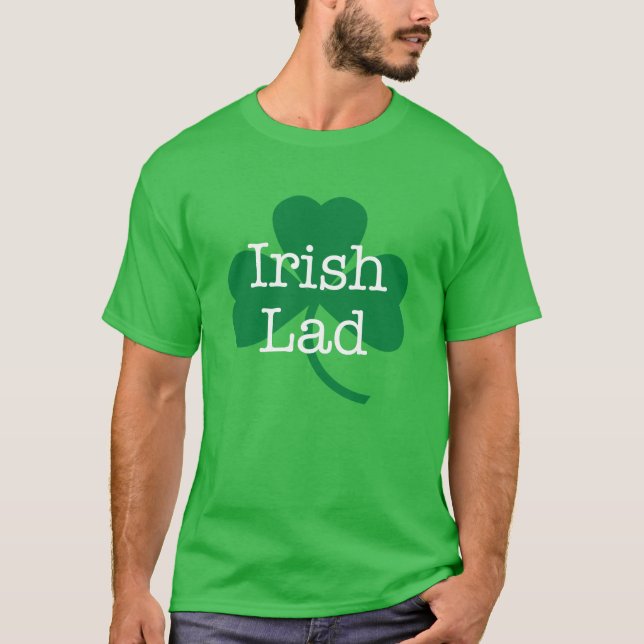 Irish Lad, Green Shamrock St. Paddy's Day T-Shirt (Front)