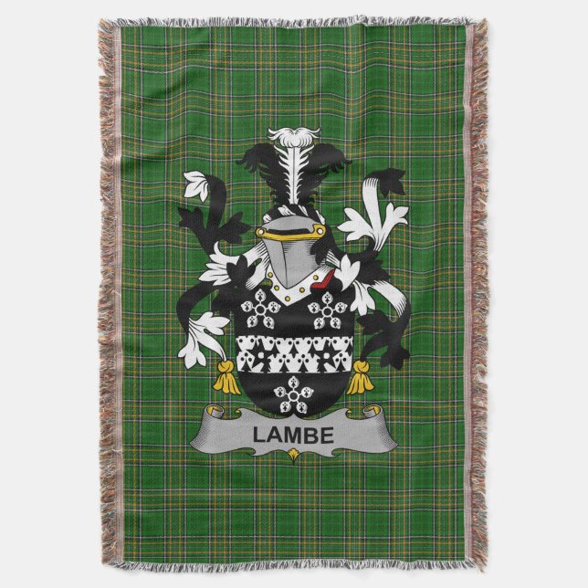  Irish Lambe Coat of Arms Family Crest Ireland Throw Blanket (Front Vertical)