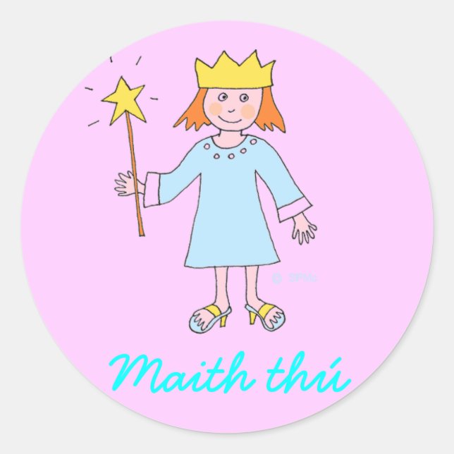 Irish language Well Done Princess Reward sticker (Front)