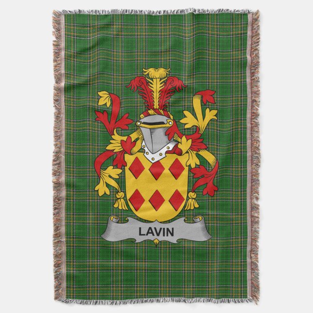  Irish Lavin or O_Lavin Coat of Arms Family Crest  Throw Blanket (Front Vertical)