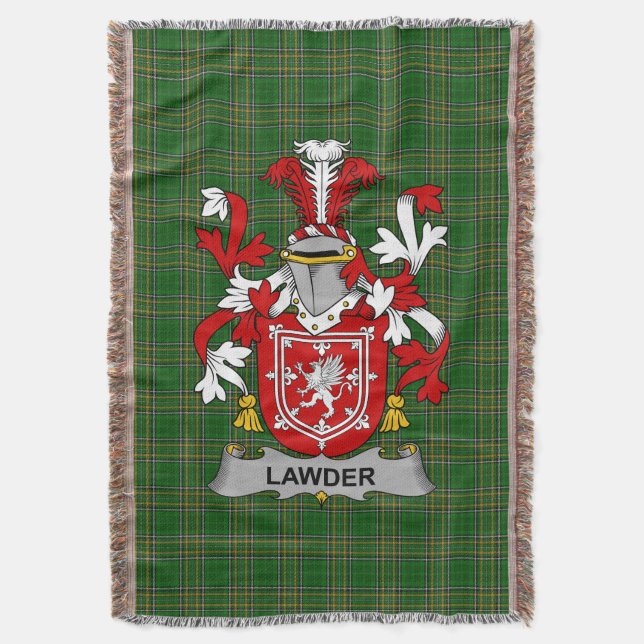  Irish Lawder or Lauder Coat of Arms Family Crest  Throw Blanket (Front Vertical)