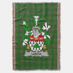 Irish Leech Coat of Arms Family Crest Ireland Throw Blanket