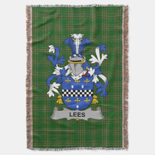  Irish Lees or McAleese Coat of Arms Family Crest  Throw Blanket