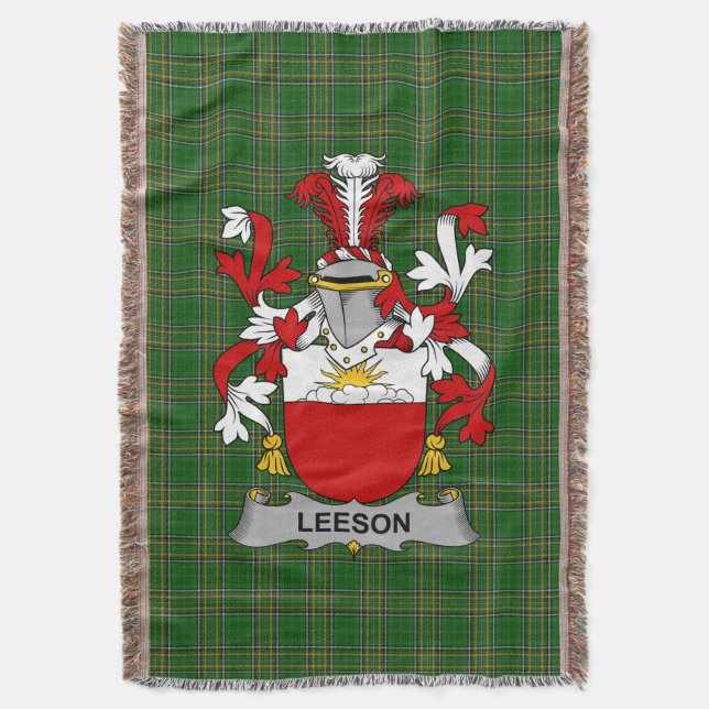  Irish Leeson Coat of Arms Family Crest Ireland Throw Blanket (Front Vertical)
