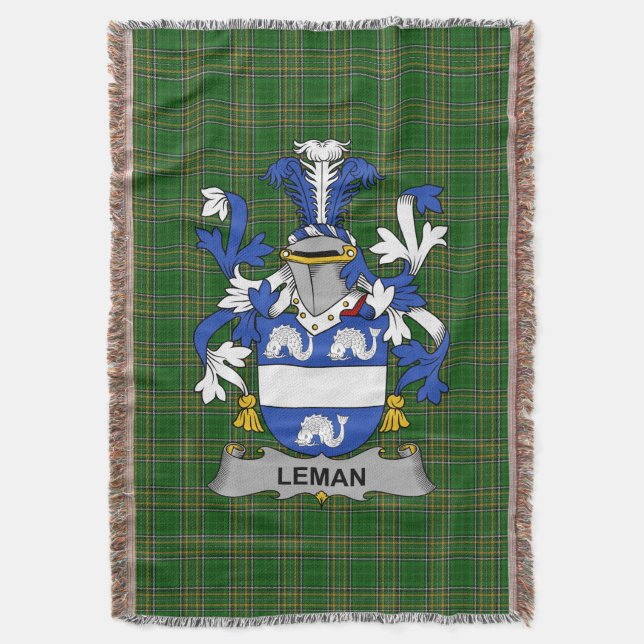  Irish Leman or Lemon Coat of Arms Family Crest Ir Throw Blanket (Front Vertical)