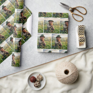 Irish Leprechaun Admiring a Gold Coin Wrapping Paper