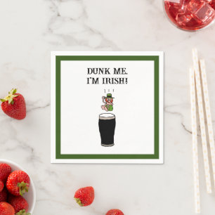 Irish Leprechaun Beer Dive – Funny Stout Cartoon Napkin