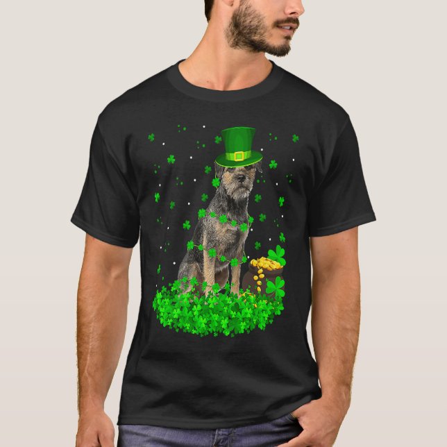 Irish Leprechaun Border Terrier Dog St Patrick's D T-Shirt (Front)