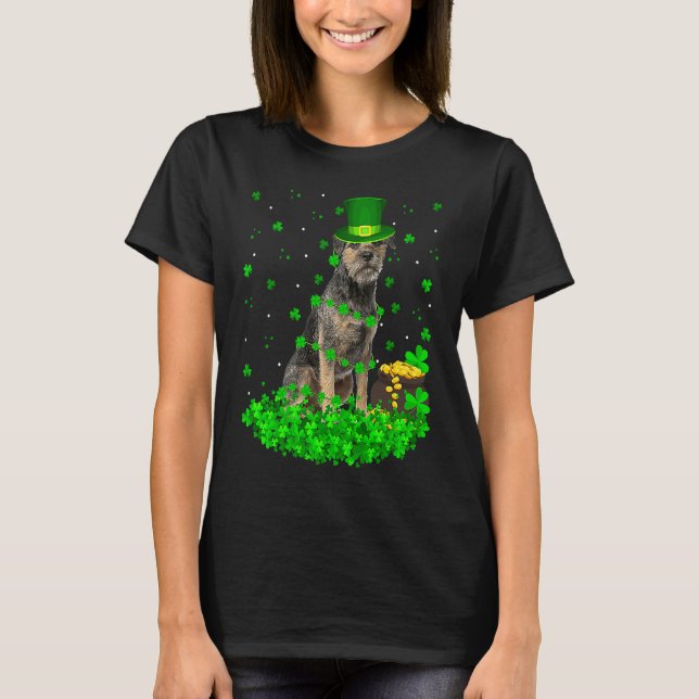 Irish Leprechaun Border Terrier Dog St Patrick's D T-Shirt (Front)