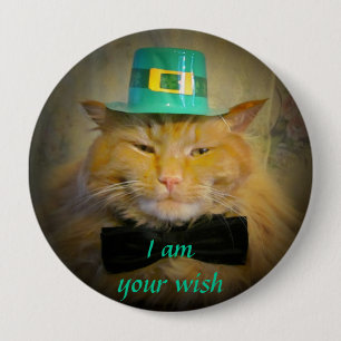 Irish Leprechaun Cat Wish 10 Cm Round Badge