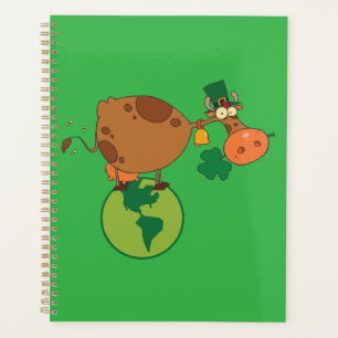 Irish Leprechaun Cow Standing on Planet Earth Planner