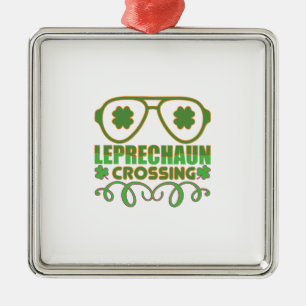 Irish Leprechaun Crossing Metal Ornament