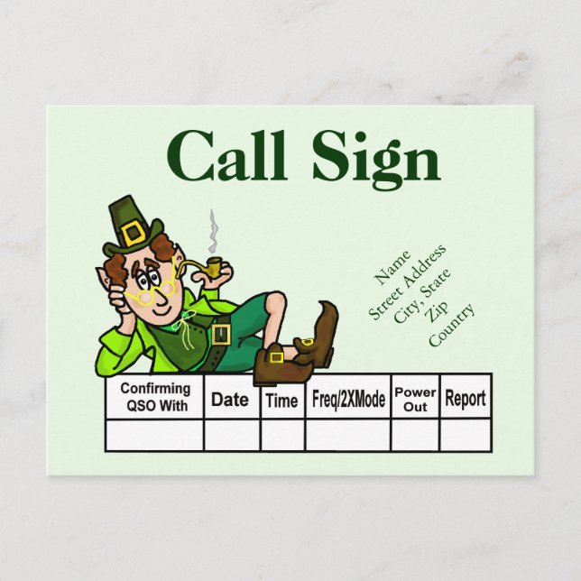 Irish Leprechaun Ham Radio QSL Card  Customise It! (Front)