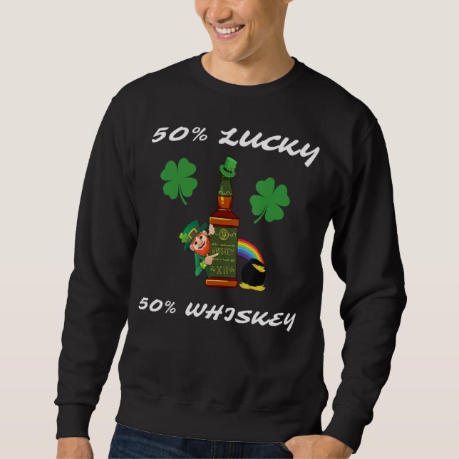 Irish Leprechaun Lucky Charm Whiskey Rainbow Pot O Sweatshirt (Front)