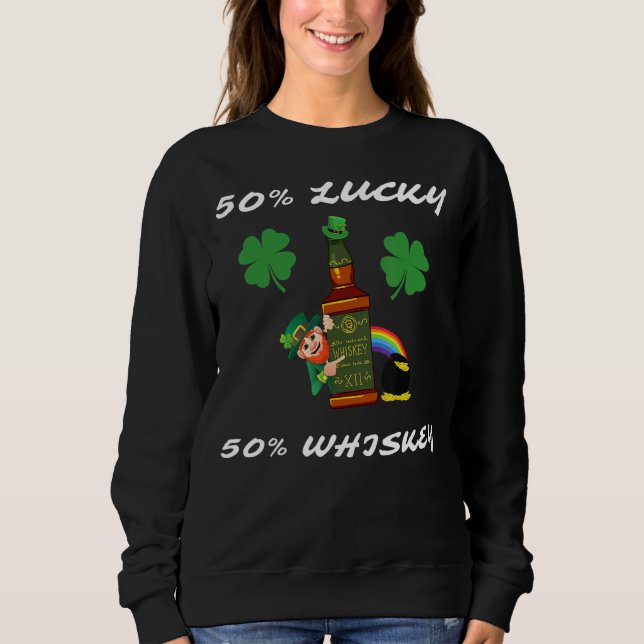 Irish Leprechaun Lucky Charm Whiskey Rainbow Pot O Sweatshirt (Front)