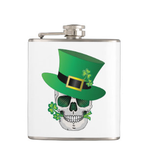 Irish Leprechaun Skull Hip Flask