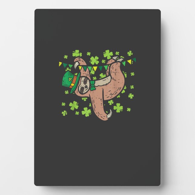 Irish Leprechaun Sloth Shamrock St Patricks Day An Plaque (Front)