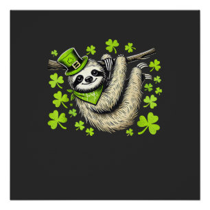 Irish Leprechaun Sloth Shamrock St Patricks Day An Poster