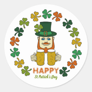 Irish Leprechaun, St Patrick's Day Classic Round Sticker