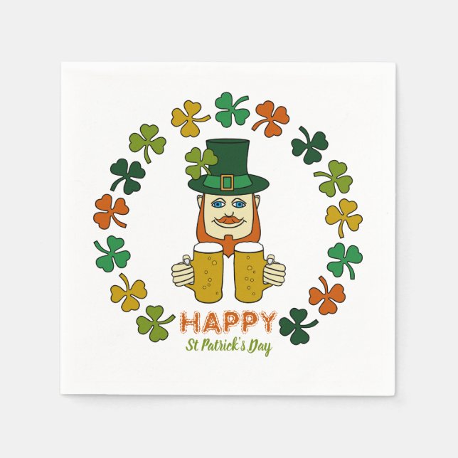 Irish Leprechaun, St Patrick's Day Party Napkin (Front)