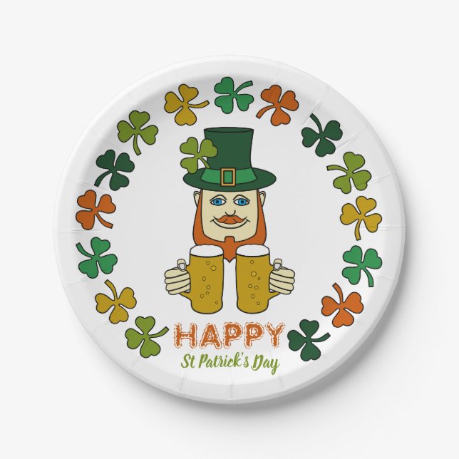 Irish Leprechaun, St Patrick's Day Party Paper Plate (Front)
