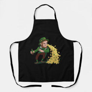 Irish Leprechaun Tossing Lucky Cookies Funny  Apron